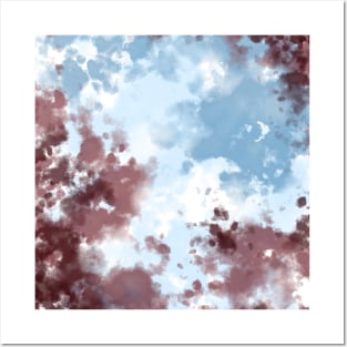 Pretty, Calming, Soft Blue and Brown Watercolor Cloudy Painting, made by EndlessEmporium Posters and Art